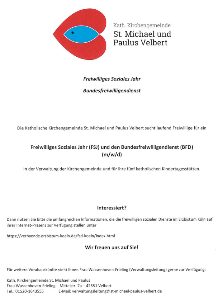 Stellenanzeige FSJ BFD