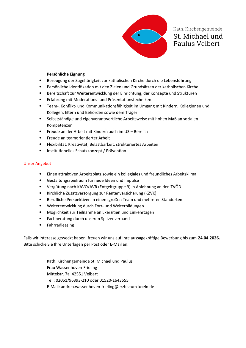 Stellenausschreibung KL St.Michael 06 26 02