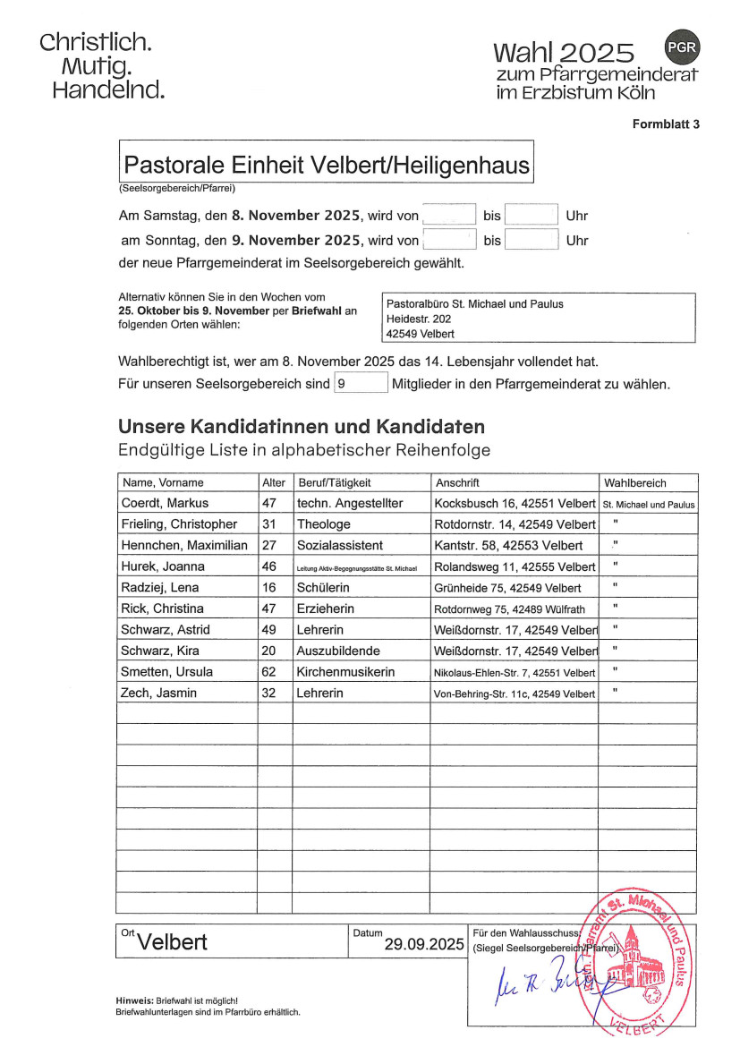 Liste PGR Wahl 2025