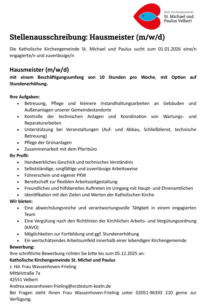 Stellenausschreibung Haumeister